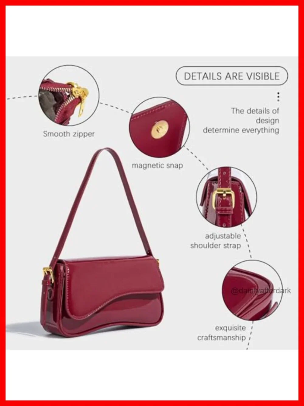 Faux Leather Hobo Bag with Cherry Charm Crossbody Shoulder Y2K Detachable Straps